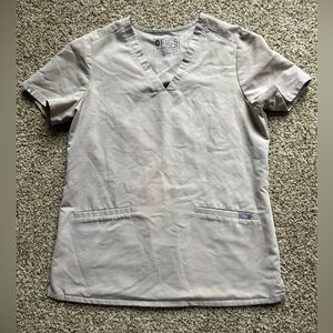 Figs Casma Scrub Top Women Sm Beige Pockets V Neck FW1100 Technical Collection